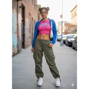 Abercrombie & Fitch Army Green Cargo Pants Sz 30 10R‎ Military Paratrooper Y2K